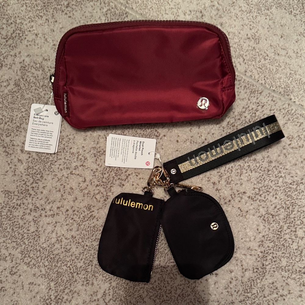 Lululemon Athletica Burgundy and Black Bag Set